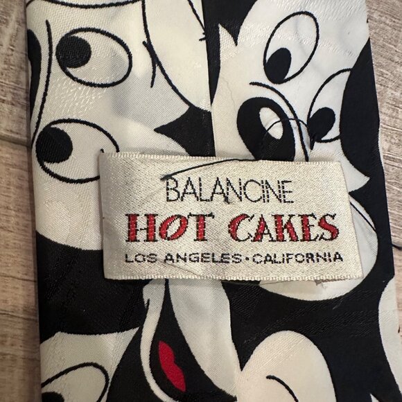 BALANCE HOT CAKES MENS TIE DISNEY MICKEY MOUSE BLACK WHITE - Picture 4 of 4